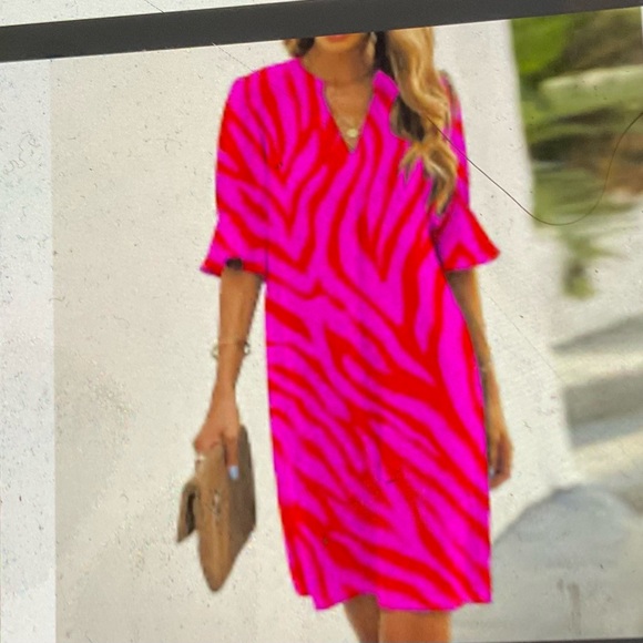 Made With ❤️ Red & Orange Zebra Print Shift Dress.   Size M.   NWT - Picture 8 of 8